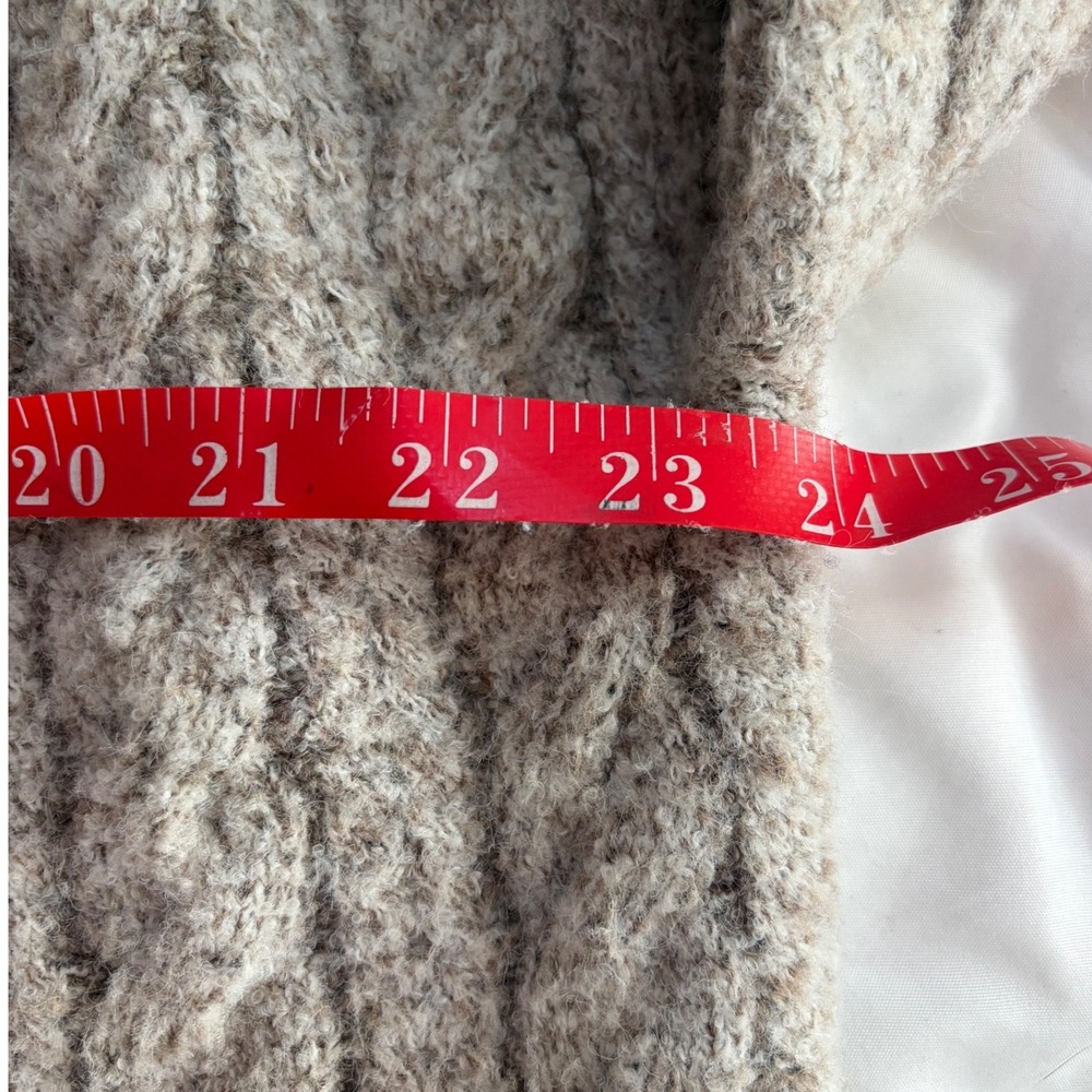 J.Crew Womens Cable Knit Cardigan Wool Blend Gold Button Oatmeal BV344 Large - Picture 4 of 6